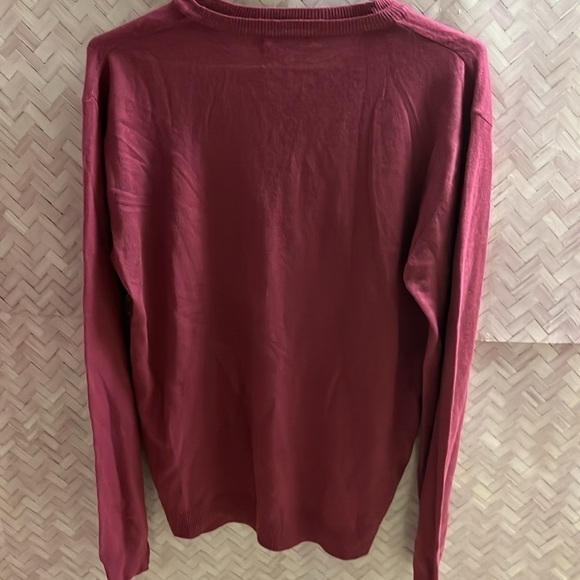 Pink double v-neck stockhomme light weight sweater, soft, layering, size large​​ - Picture 2 of 4